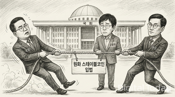 스테이블코인 입법 줄다리기. [사진: 제미나이]