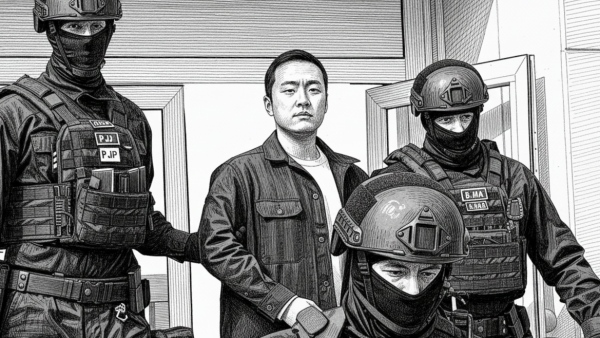 몬테네그로 사법 당국에 호송되는 권도형을 형상화한 가상 이미지 [사진: 구글 제미나이]