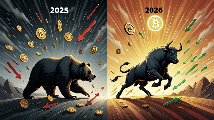 2025년 암호화폐 시장이 하락장으로 마감했으나 2026년에 대한 기대감은 여전히 높다 [사진: Reve AI]